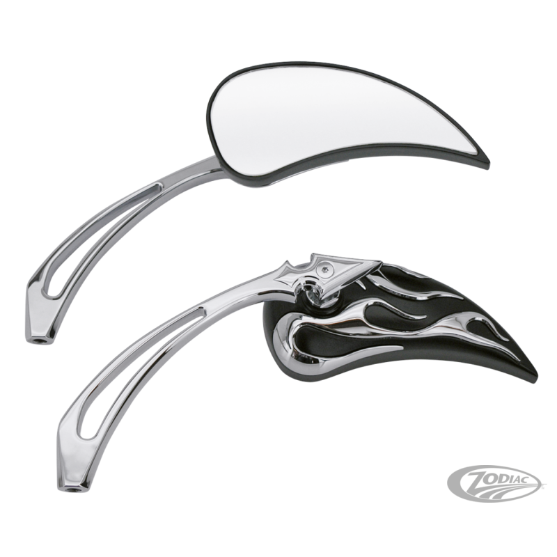 RETROVISEURS FLAMMES NOIRE & CHROME