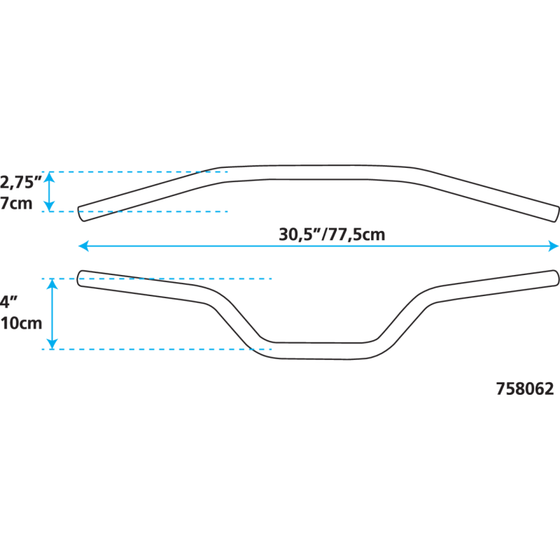 UN POUCE DIAMETRE DIRT TRACK GUIDONS ZODIAC CUSTOM PRODUCTS