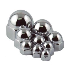 Flat Crown Acorn Nut Pack Chrome 3/8"-24 UNF
