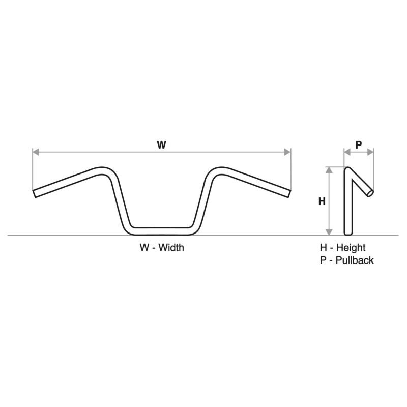 1" Drag Handlebar Non-Dimpled Black Powder Coated 660.4 mm