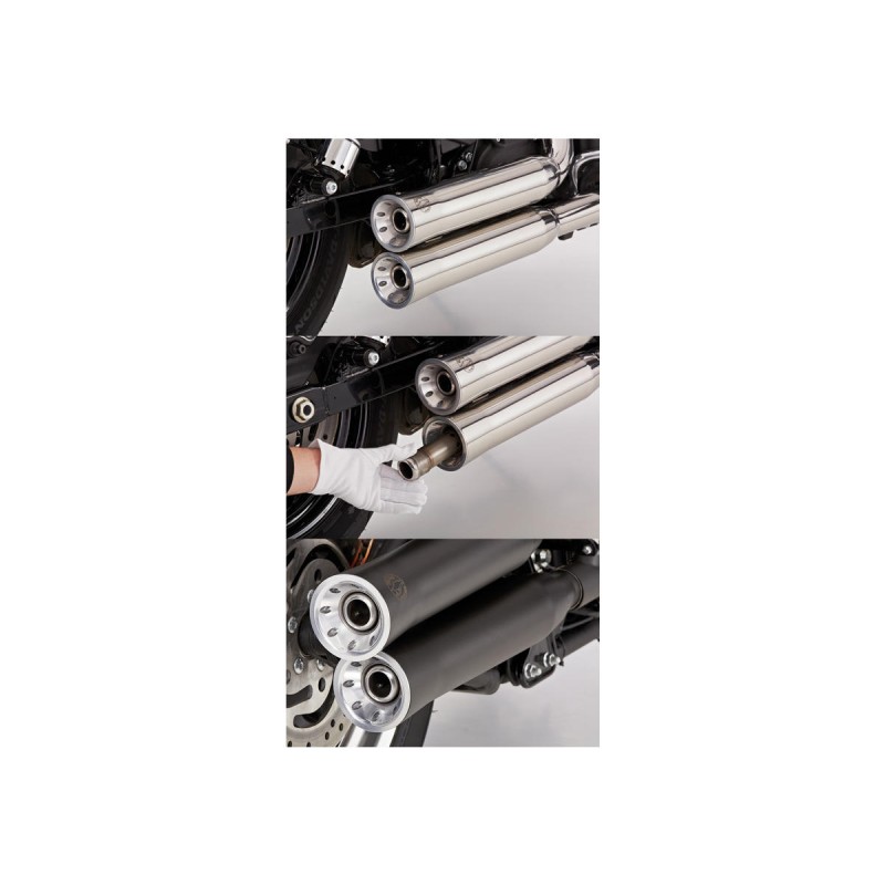 Double Groove Slip-On Mufflers Black Satin
