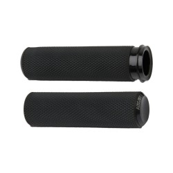 Knurled Fusion Grip Black Endcap Black Anodized 1" Throttle Cables