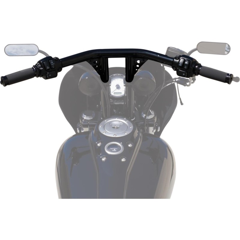 10 Straight-Up T-Bar Handlebar Black Powder Coated 1 1/4" Throttle By Wire