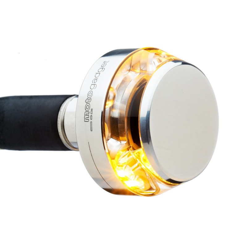 mo.blaze disc LED Bar End Turn Signal Left Side Aluminium Polished Clear LED