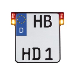 ALL-INN 2.0 License Plate Base Plate Turn Signal/Brake Light/Taillight, German Size 200x180mm Black Anodized