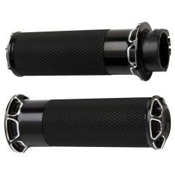 Beveled Fusion Grips Black Anodized 1" Throttle Cables