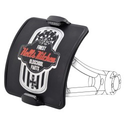 Twice-Clamp License Plate Base Plate Germany 200x180mm, Including License Plate Light, For Show Use only Black