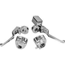 82-95 Chrome Handlebar Control Kit Without Switches Chrome 3/4" 1" Dual Disc