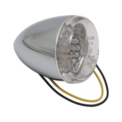 Bullet-Style LED Turn Signal Inner Tread 5/16 UNF, Diameter: 60 mm, Depth: 87 mm Chrome Clear LED