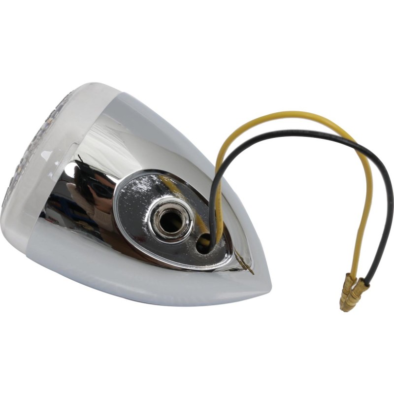 Bullet-Style LED Turn Signal Inner Tread 5/16 UNF, Diameter: 60 mm, Depth: 87 mm Chrome Clear LED