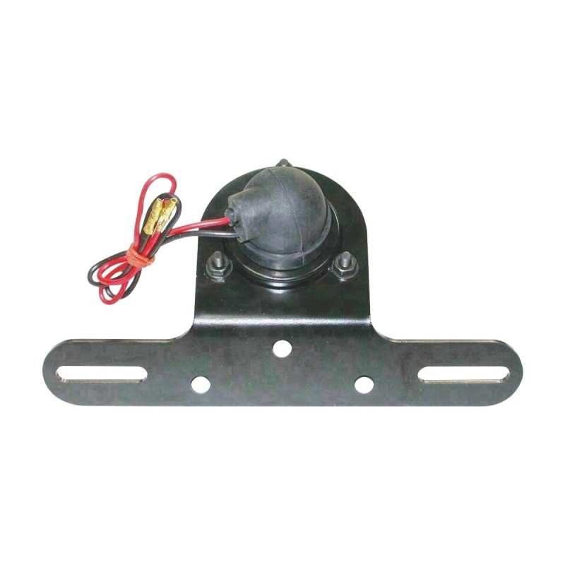 Classic Round Taillight with License Plate Bracket Chrome Black Powder Coated Red Dual Filament