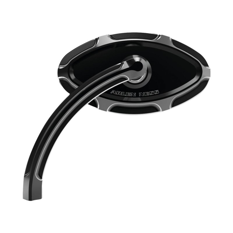 Beveled Cat Eye Mirror Short stem Black Anodized Right