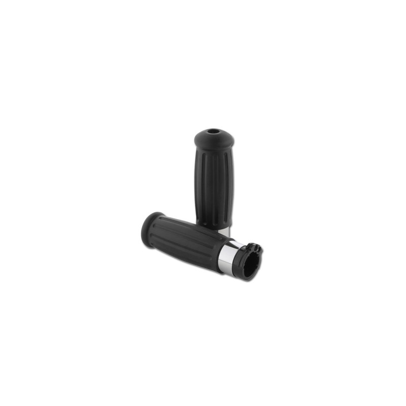 Vintage Grips with Chrome accents Black 1" Throttle By Wire