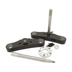 JOS Triple Tree 49 mm Fork Tubes, 0° Rake, 250 mm wide, Powder-Coated, Black Triple Tree Kit