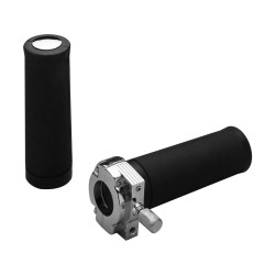 Throttle Clamp, Sleeve and Rubber Grip Assembly Chrome 1" Single Cable